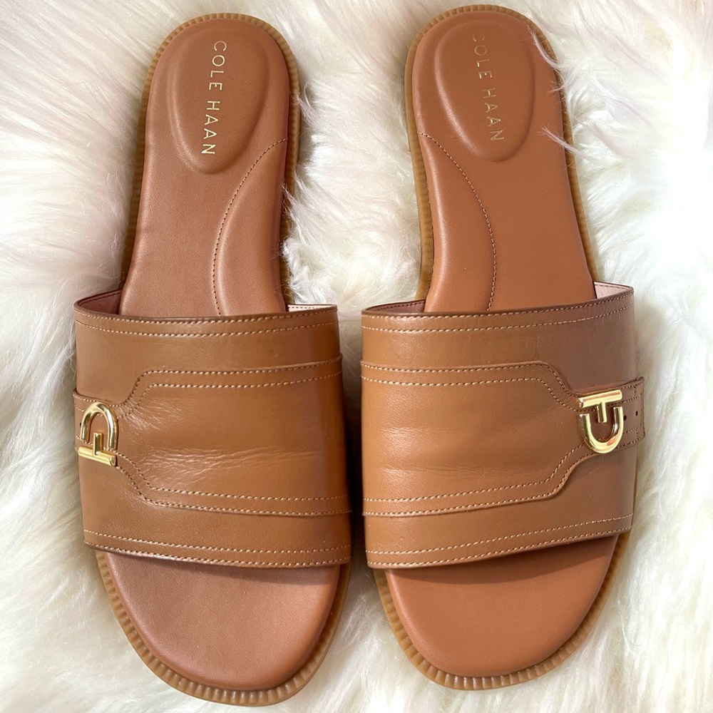 Cole Haan Charlotte Slide Sandal In Pecan Leather